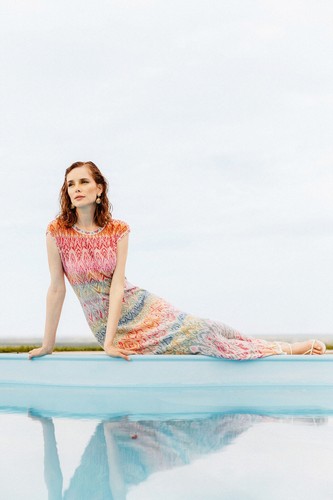 OFF WHITE IVKO Abito lungo modello ornamentale bianco sporco