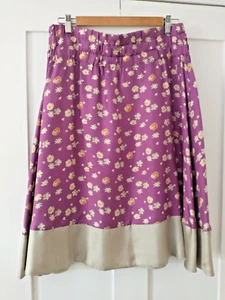 Toast Womens Silk Skirt UK 12 Purple Floral Below Knee Lined Spring Summer - Picture 1 of 11