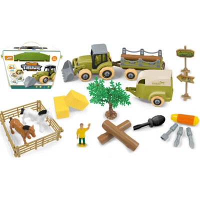 Take Apart Toys Set Farm Tractor Truck Loader w/ Animal Transport Toy Cars Kids - Image 1 of 4