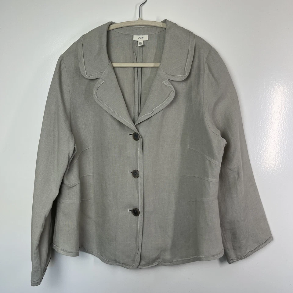J Jill Jacket Women Small Petite Khaki Button Up Relaxed Lightweight Summer Coat - Image 1 of 4