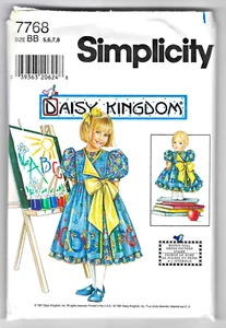 Simplicity 7768 Daisy Kingdom DRESS and PINAFORE Sz 5-6-7-8 Sewing Pattern UNCUT - Picture 1 of 2
