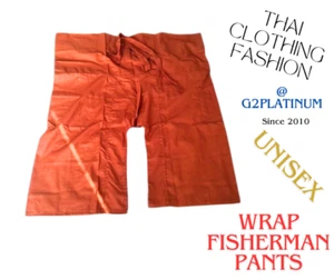 Thai fisherman pants orange cotton trousers plus size unisex clothing wrap pants - Picture 1 of 7
