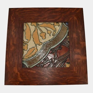 Piastrella murale Flint Faience anni '20 design Art Nouveau ceramica artistica marrone marrone chiaro rosso - Foto 1 di 6