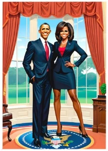BARACK & MICHELLE OBAMA * Custom ACEO * Novelty * PRESIDENT * Art Card * ATC - Picture 1 of 2