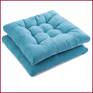 Outdoor Chair Cushions Patio Premium Comfortable Thick Fill Tufted 19x19" Teal 2 - Picture 1 of 6