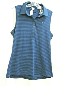 NWT UNDER ARMOUR WOMEN'S GOLF PICKLEBALL TOP BLACK BLUE STRIPES LARGE - Bild 1 von 10