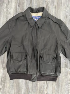 Vtg Mens brown USAF A-2  G1 Leather Jacket Flyers Bomber Airborne Military L M2 - Picture 1 of 10