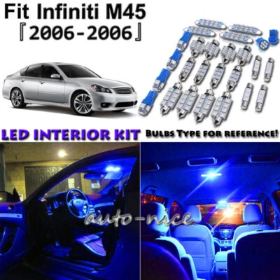 Kit de paquete de 11 luces interiores LED azules para Infiniti M45 2006-2008 2009 2010 Foto 1 de 4