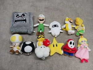Nintendo World Super Mario Plush Lot Of 11 Mario Luigi Thwomp Toad Lakitu Peach - Picture 1 of 17
