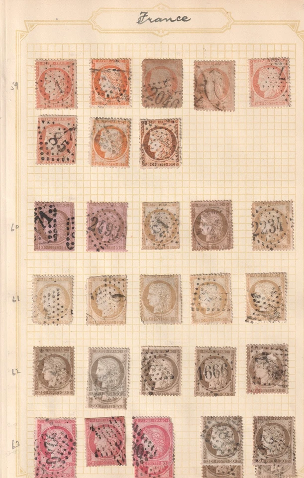 Page of Classic France Stamps 1870s - Image 1 of 1