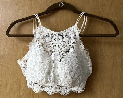 Bralette Love By Gap Encaje Talla S Blanco Floral Estilo Halter Foto 1 de 4