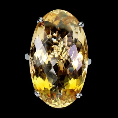 Anillo de plata de ley 925 ovalado citrino 38ct hecho a mano joyas de piedras preciosas talla 7 Foto 1 de 4