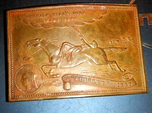 SOLID BRASS Buffalo Bill’s Wild West Show EARLS COURT EXHIBITION Men Belt Buckle - Picture 1 of 3
