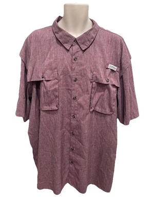 Magellan Mens 4XL Purple Short Sleeve Button Up "Fish Gear" Fishing Shirt Pocket - Image 1 of 4
