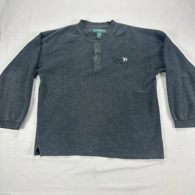 Big Dog Sportswear Fleece Henley Shirt Men's XL Gray Long Sleeve Embroidered Dog - Image 1 of 4