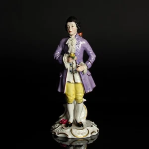 Figura de porcelana noble de pie con tul rosa multicolor porcelana de Dresde - Imagen 1 de 10