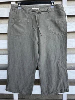 Sandro Womens Linen Blend Green Wide Leg Capri Pants Size 12. - Image 1 of 4