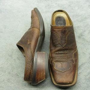 Ariat Womens Mule Boots 7B Brown Distress Leather Square Toe Western Clogs Slide - Picture 1 of 13