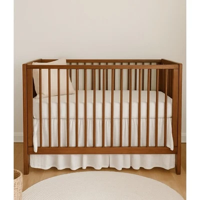 Restoration Hardware Bebé y Niño Lino Lavado Algodón Recogido Cuna Falda Blanca Foto 1 de 4