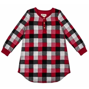 PL Sleep Girls Red/Grey/Black Plaid Flannel Nightgown Sleepshirt Size 4 - Picture 1 of 2