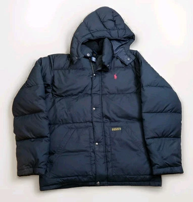 Polo Ralph Lauren Hooded Down Puffer Jacket Boys XL 18-20 Black Bubble Puffer - Image 1 of 4