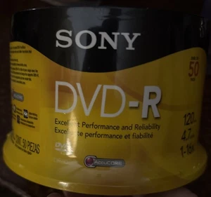 Sony DVD-R (50-Pack) 4.7 GB 120 Min Blank Media Disc 1x-16x Brand New/Sealed - Picture 1 of 4