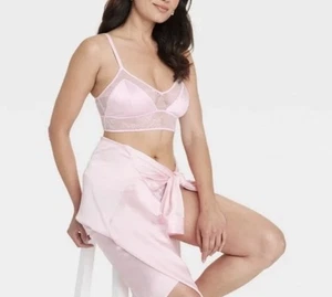 Bralette donna Auden sfoderata in pizzo e raso rosa XL NUOVA CON ETICHETTA - Foto 1 di 7
