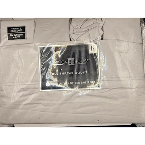 Hampton House 6-Piece King Sheet Set – 500 Thread Count Luxury Sateen – Grey - Picture 1 of 5