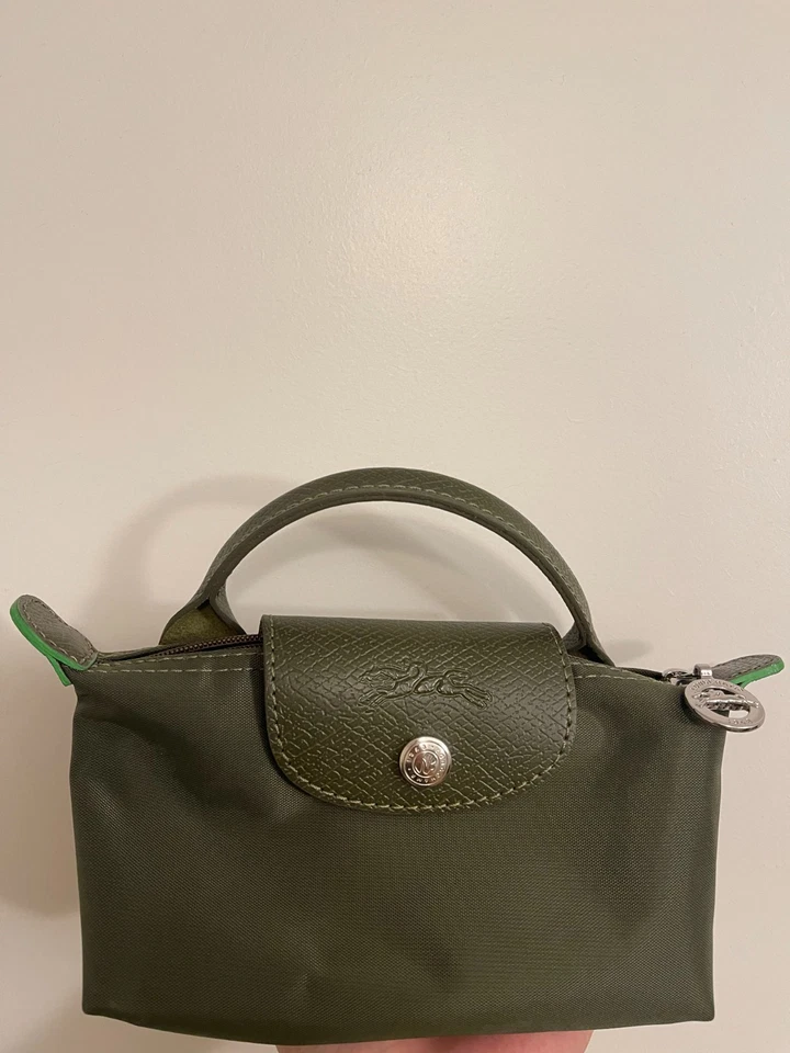 Longchamp LE PLIAGE ORIGINAL POUCH WITH HANDLE Dark Green - Recycled canvas - Image 1 of 1