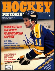 Ilustración de hockey firmada por Brian Sutter St. Louis Blues abril 1980 JSA 197270 - Imagen 1 de 2