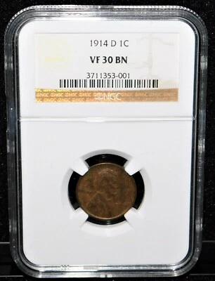 1914 D NGC VF 30 BN Certification # 3711353-001 Graded 1C  - Image 1 of 4
