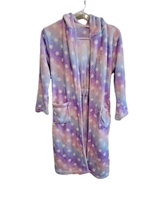 Pastel Polka Dot Rainbow Colored Unicorn Hooded Bathrobe for Girls 10/11 Years - Picture 1 of 7