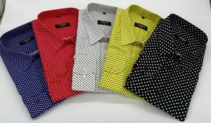 SPECIAL OFFER MENS FORMAL OR CASUAL WEAR LS POLKA DOT SHIRTS SIZES FROM S -4XL - Picture 1 of 6