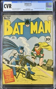 BATMAN 15 CGC "FRONT COVER ONLY" V1 DC 1943! WW2 MACHINE GUN COVER! DETECTIVE 27 - Picture 1 of 2