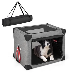 32"  Portable Folding Dog Crate w/Mesh Mat &Locking Zippers for Cat Carrier Use - Picture 1 of 10