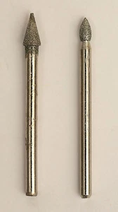Set of 2 Conical Diamond Grinding Burr 1/8" 3mm Shank For Dremel Rotary Tool New - Picture 1 of 4