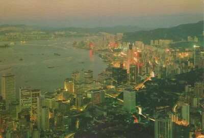 China Postcard-Hong Kong at Night, Scenery of Eastern & Central District RR22641 - Image 1 of 2