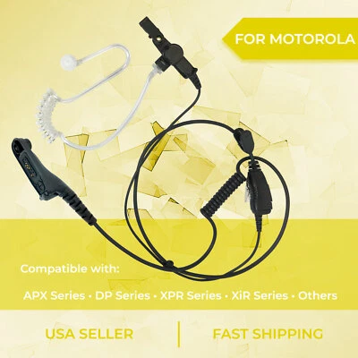 Acoustic PTT Mic Earpiece for Motorola Radios NNTN8459, XPR7550 XPR7580 APX4000 - Image 1 of 4
