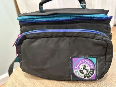 Vintage Samsonite World Sport Padded Camera Bag Aqua Purple Black 9x7x6” - Image 1 of 4
