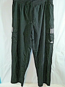 Adidas Mens Size X-Large Black Athletic Lined Track Pants Pockets Warm Up  (E5) - Picture 1 of 8