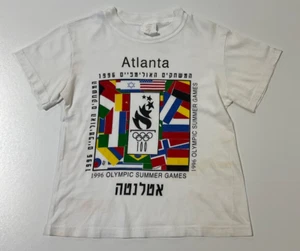 Vintage Atlanta Olympics Hebrew T Shirt Sz Youth M Flags 90s - Picture 1 of 8