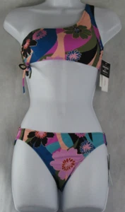 Salt + Cove Juniors 2-Piece One-Shoulder Bikini Swimsuit Set, Multi Floral, XS - Picture 1 of 2