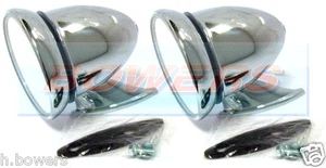 PAIR OF CHROME BULLET TORPEDO EXTERIOR WING DOOR MIRRORS CLASSIC VINTAGE CAR - Picture 1 of 2