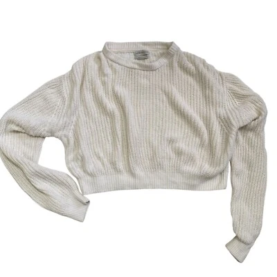 Urban Outfitters Cream Crop Long Sleeve Sweater Size Large Casual Urban - Image 1 of 4