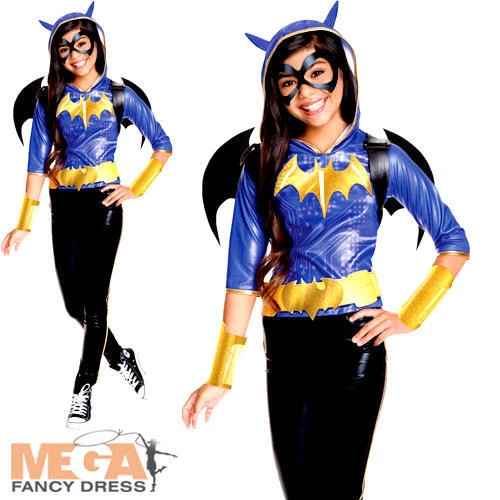 Deluxe Batgirl Girls Fancy Dress Superhero Kids Childs Halloween Costume Outfit - Image 1 of 1