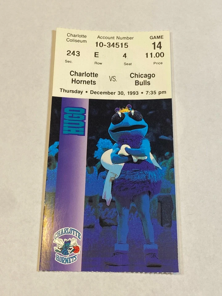 Charlotte Hornets Chicago Bulls NBA Ticket Stub #4 12-30-93 Scottie Pippen Kerr - Image 1 of 2