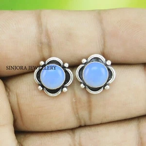 Orecchini a perno gioielli fatti a mano in argento sterling 925 con pietra preziosa opalite - Foto 1 di 4