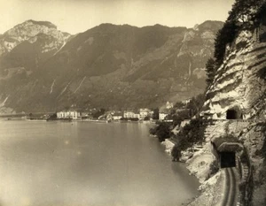 Schweiz Brunnen Vierwaldstättersee Vierwaldstättersee Tunnel altes Foto Sommer 1890 - Bild 1 von 3
