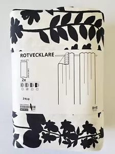 Ikea ROTVECKLARE Curtains 57x98 " 1 pair, white/anthracite 805.850.69 - NEW - Picture 1 of 2