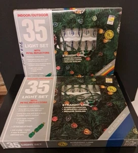 Vintage Christmas Holiday Indoor Outdoor 35 Light Set Petal Reflectors Set Of 2 - Picture 1 of 7